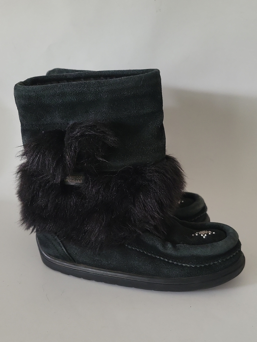 Manitobah Mukluks Waterproof Short Snowy Owl Black Boots Size 1